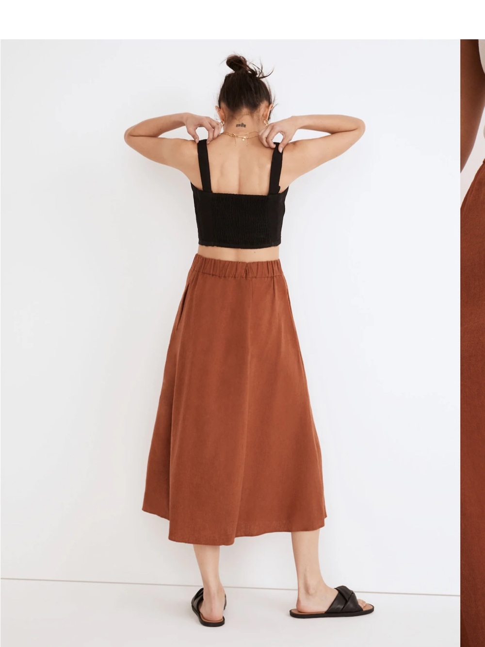 Madewell Linen-Blend Side-Button Midi Skirt - Picture 3 of 7